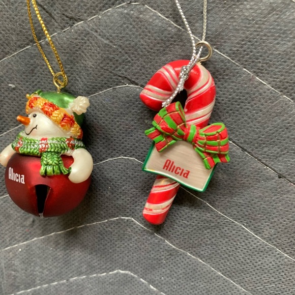 Set of 2 Alicia Monogrammed Christmas Ornaments - Picture 3 of 5
